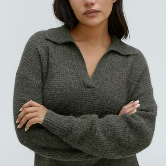 Everlane alpaca waffle knit polo sweater - Picture 3 of 11
